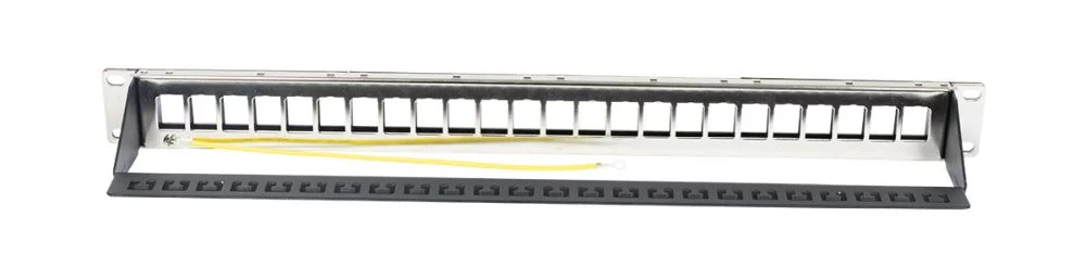 Patch Panel 24xTP, CAT6A, incl.Keystone Slim-line/Short 3P, 19", 1HE(t 94mm), Schwarz, Synergy 21,