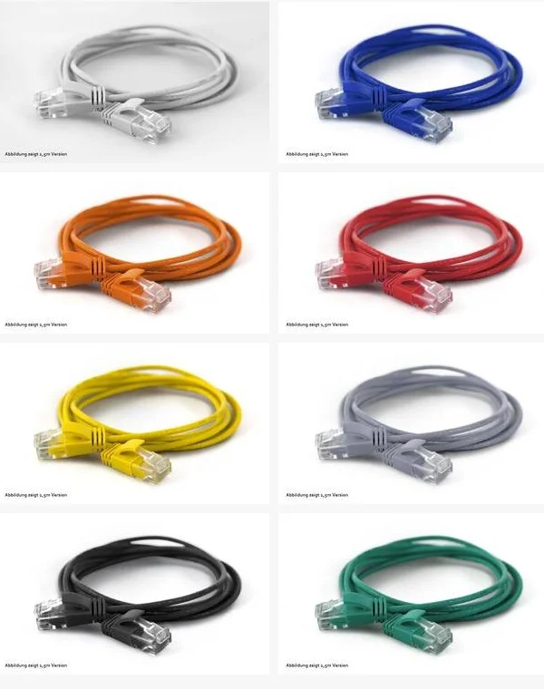 WantecWire SSTP, dünnes, rundes CAT7 Patchkabel, Stecker CAT6a, d=4mm, schwarz, Länge 0,10 m