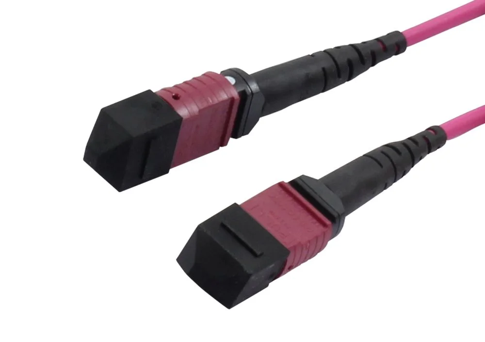 LWL-MTP-Female Patchkabel OM4 LowLoss(ELite), 12 Faser, Typ B crossed, erika-violett, 0.5m, Synergy 21,