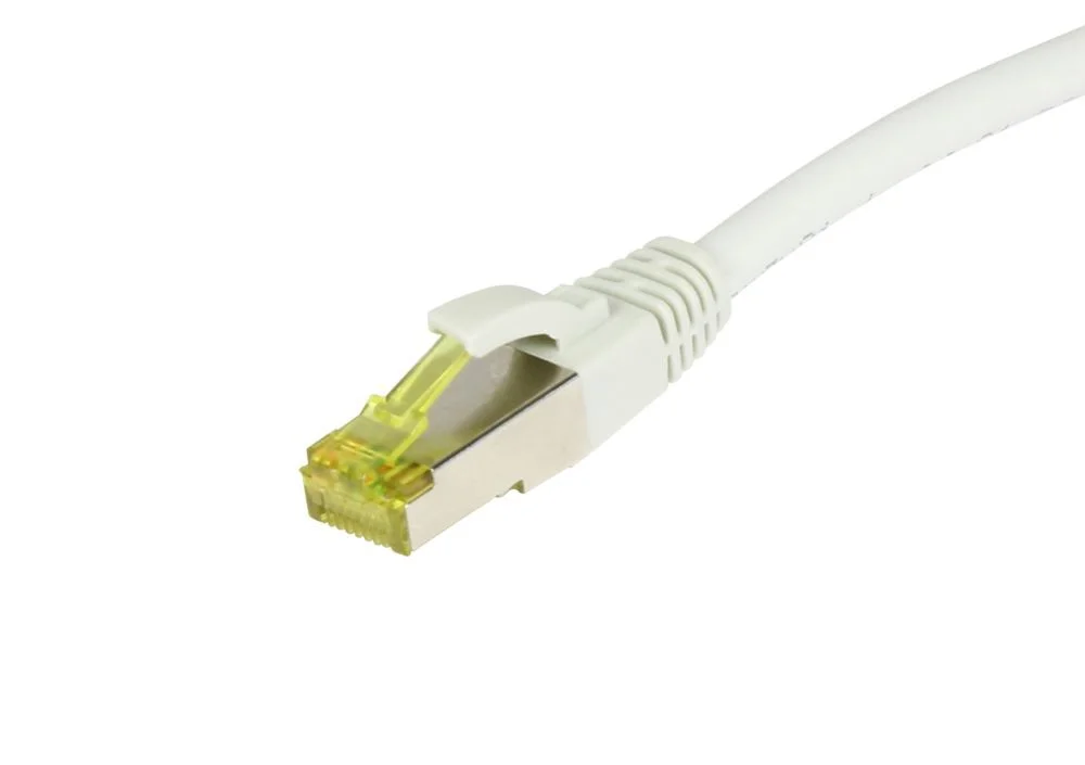 Patchkabel RJ45, CAT6A 500Mhz, 0.5m, weiss, S-STP(S/FTP), TPE/LSZH(Ultraflex), AWG26, mit CAT7 Rohkabel, Synergy 21