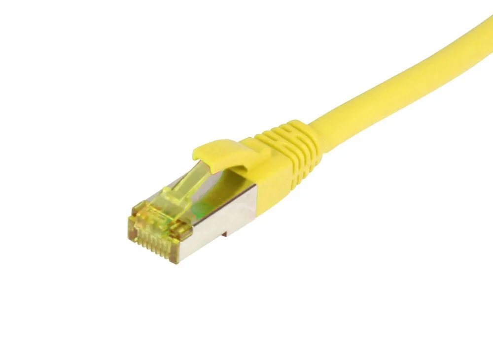 Patchkabel RJ45, CAT6A 500Mhz, 7.5m, gelb, S-STP(S/FTP), TPE/LSZH(Ultraflex), AWG26, mit CAT7 Rohkabel, Synergy 21