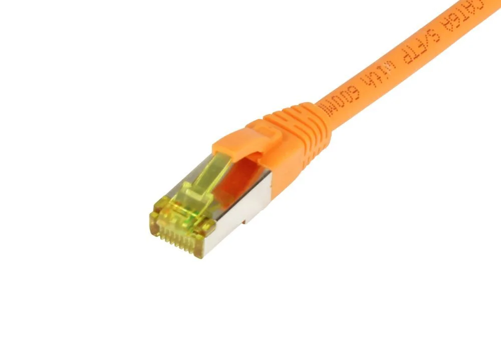 Patchkabel RJ45, CAT6A 500Mhz, 5m, orange, S-STP(S/FTP), TPE/LSZH(Ultraflex), AWG26, mit CAT7 Rohkabel, Synergy 21