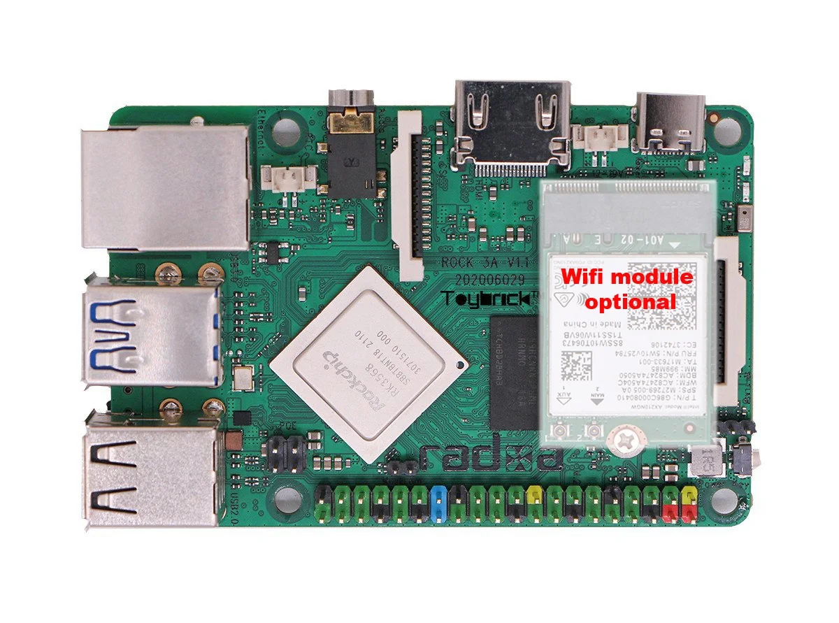 Radxa Rock 3A 8GB RK3568 Quad-core Cortex-A55, freqency 2Ghz Mali G52 8GB LPDDR4