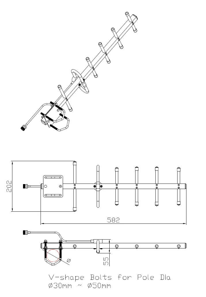 ALLNET Antenne 868MHz 10dbi Antenne (N-Female) YAGI ANT-868-10dbi-Yagi LoRA/HELIUM/HaLow/IoT