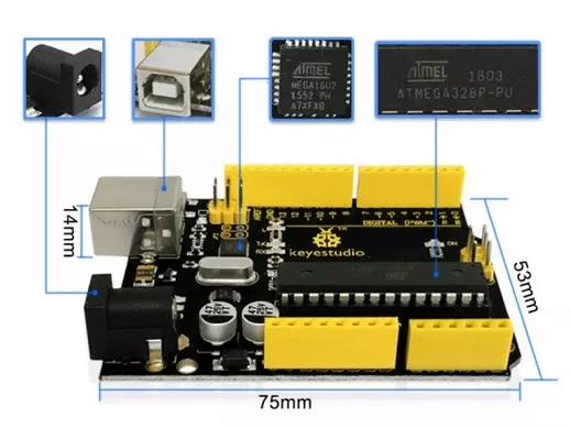 Keyestudio UNO R3 Development Board Compatible With Arduino Uno R3 +USB Cable
