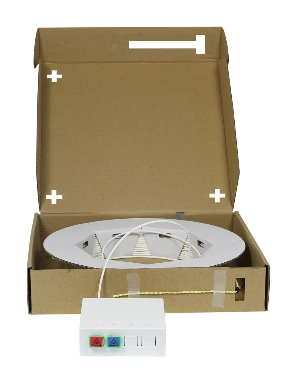 LWL-FTTH Compact Box vorkonfektioniert, 2xSC/APC -> open End, 60m, 9/125u, G.657.A2, 2-Faser, OD=2.2mm, Synergy 21