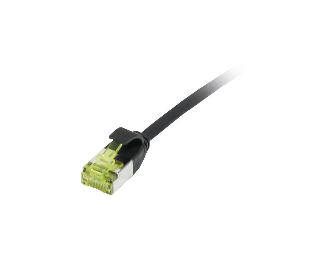Patchkabel RJ45, CAT6A 500Mhz, 3m, schwarz, U/FTP, slimline rund d=3,8mm, TPE/LSZH(Superflex), AWG32, mit CAT7 Rohkabel, Synergy 21