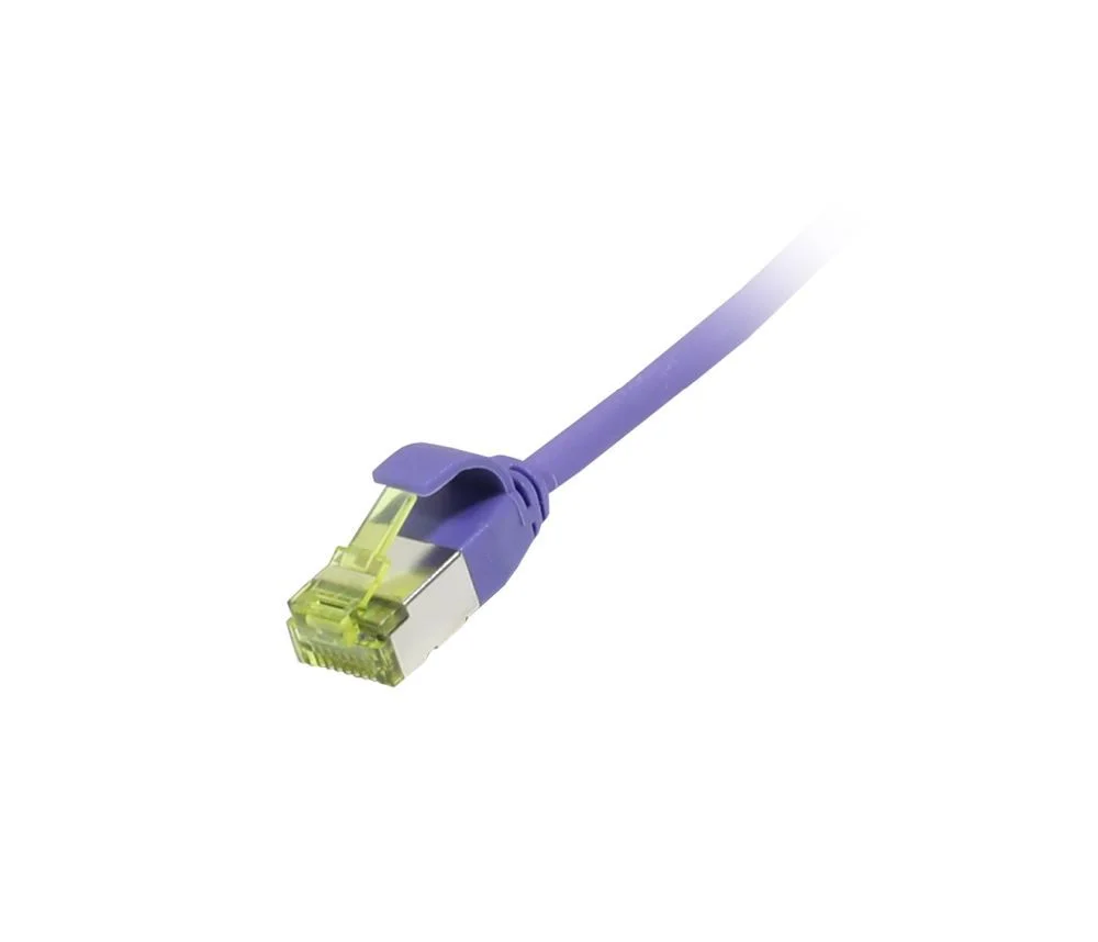 Patchkabel RJ45, CAT6A 500Mhz, 5m, lila, U/FTP, slimline rund d=3,8mm, TPE/LSZH(Superflex), AWG32, mit CAT7 Rohkabel, Synergy 21