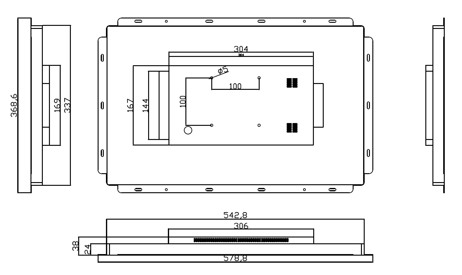 ALLNET Touch Display Tablet 21 Zoll zbh. Wandmontage Einbaurahmen für Unterputz/Hohlraum aufliegend