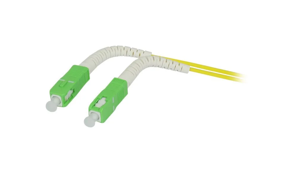 LWL-1-Faser-Patchk. 15mtr.SC(APC)-SC(APC), 9/125u, OS2, G657A2, AD=2mm, flexible Knickschutztülle,