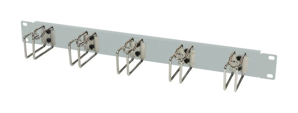 ALLNET 19" zbh. Kabelführungsplatte, 1HE, Metall mit 5 großen Bügeln, Lichtgrau,