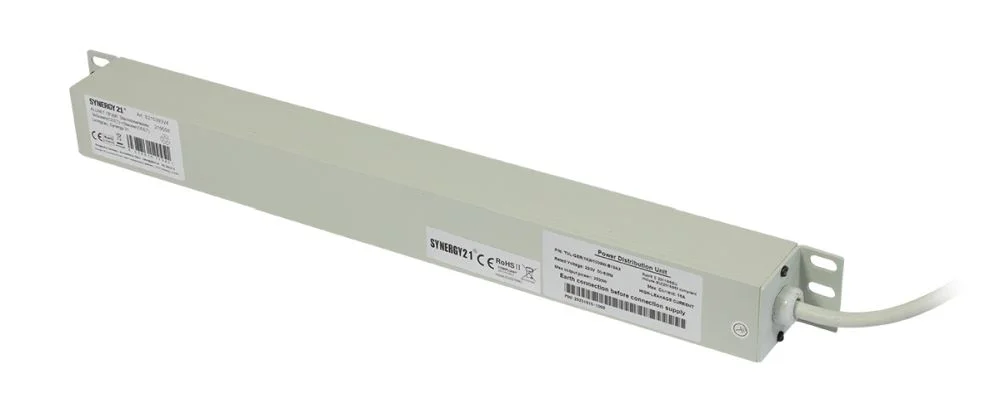 ALLNET 19" zbh. Steckdosenleiste, 9xDosen(CEE7)->Stecker(CEE7), Lichtgrau, Synergy 21,