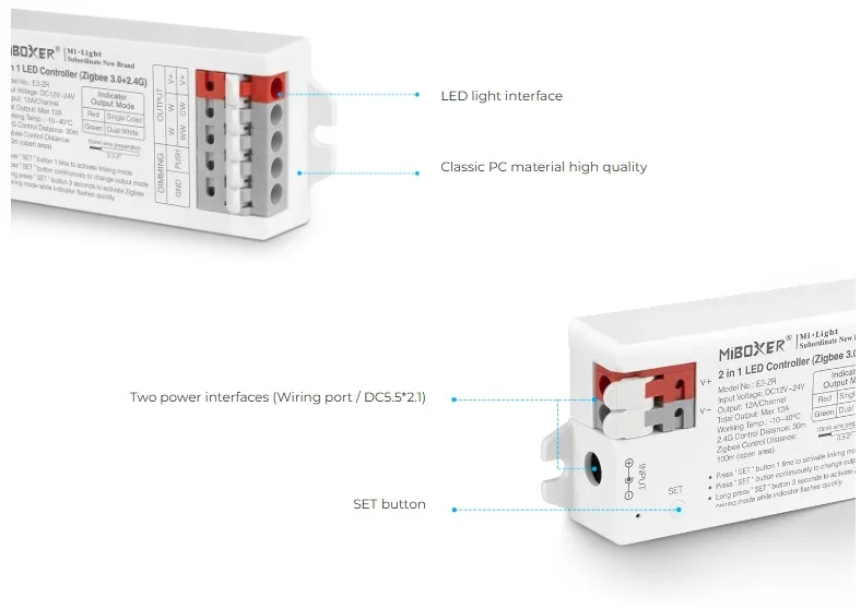 Synergy 21 LED Controller 2in1 Single colour/CCT(dual white) Zigbee3.0/2.4G *Milight/Miboxer*