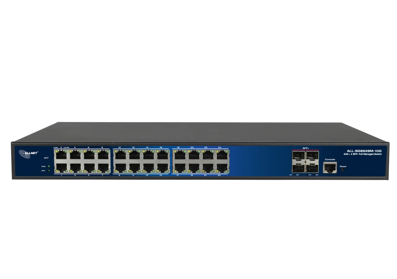ALLNET Switch full managed Layer2+ 28 Port • 24x GbE • 4x SFP+ • 19" • JSON API • ALL-SG8628MJ-10G