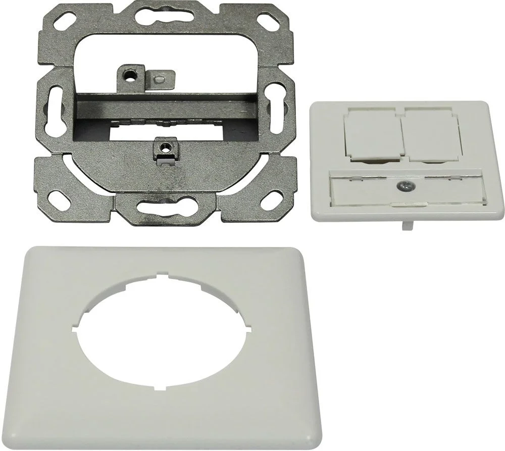 Dosen TP, UP,2-fach, CAT6A, Keystone Slim-line/Komponent getestet, Reinweiss, designfähig UAE, Synergy 21,