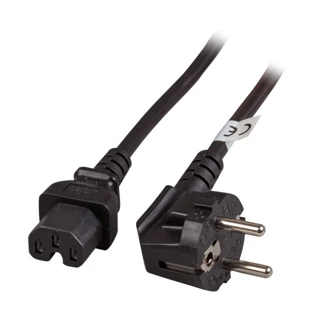 Netzkabel 230V Schutzkontakt CEE7(Stecker)->Warmgeräte IEC-C15(Buchse), 3m, Black