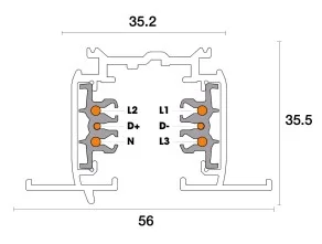Powergear 3PH EINBAUSCHIENE DALI, Schwarz, 3 meter