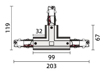 Powergear 3PH T Verbinder DALI 3, LINKS 2, Schwarz
