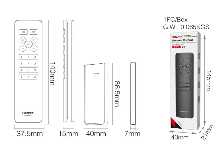 Synergy 21 LED Fernbedienung 2,4GHz 4 Zonen SMART *Milight/Miboxer*