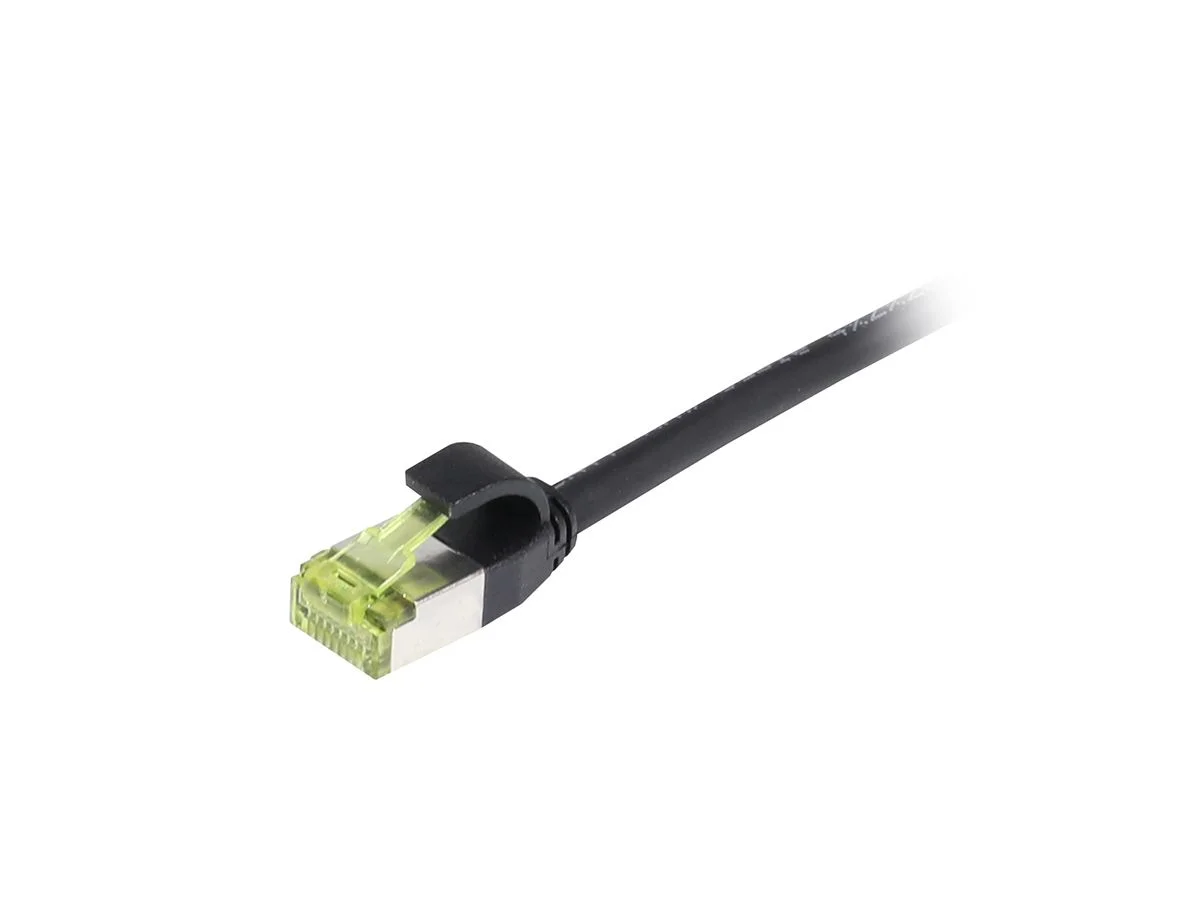 Patchkabel RJ45, CAT6A 500Mhz, 3m, schwarz, S-STP(S/FTP), slimline rund d=4,5mm, TPE/LSZH(Superflex), AWG28, mit CAT7 Rohkabel, Synergy 21