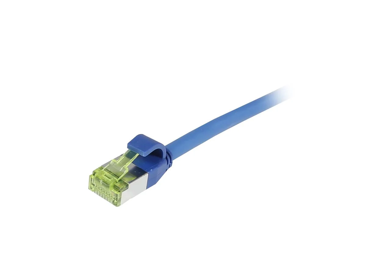 Patchkabel RJ45, CAT6A 500Mhz, 1.0m, blau, S-STP(S/FTP), slimline rund d=4,5mm, TPE/LSZH(Superflex), AWG28, mit CAT7 Rohkabel, Synergy 21