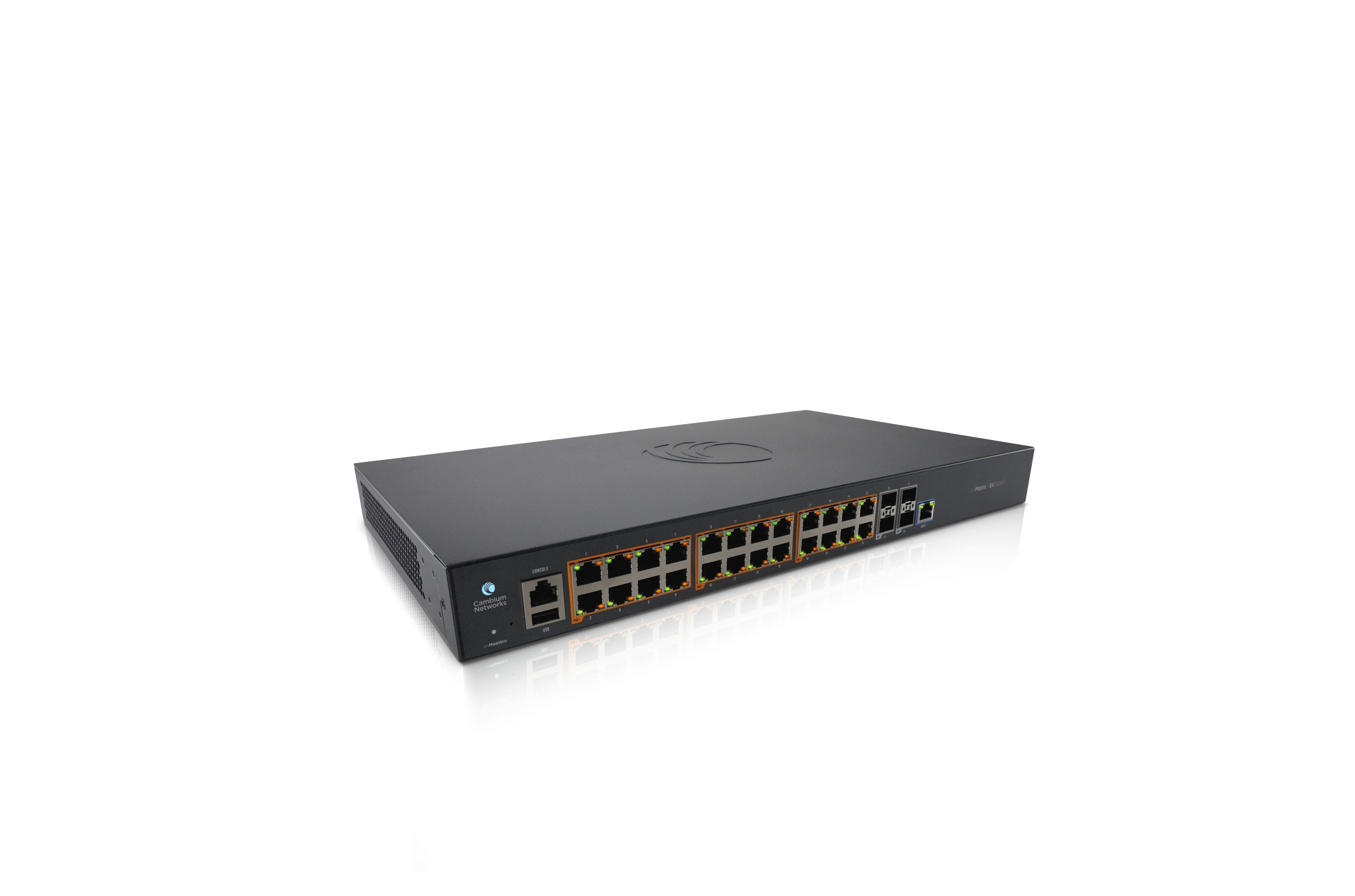 Cambium Networks cnMatrix, 24x PoE Switch - 400W, 4x SFP+, EX2028-P