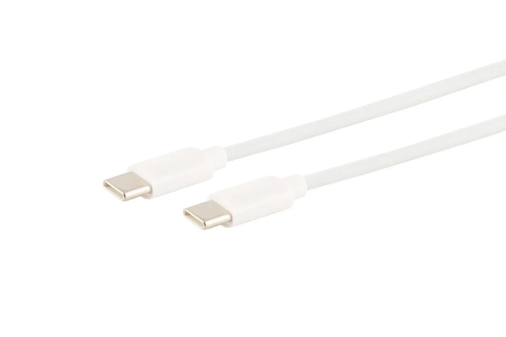 Kabel USB, C(St) => C(St), 1,0m, USB2.0, weiss, TPE, PD up to 60W,