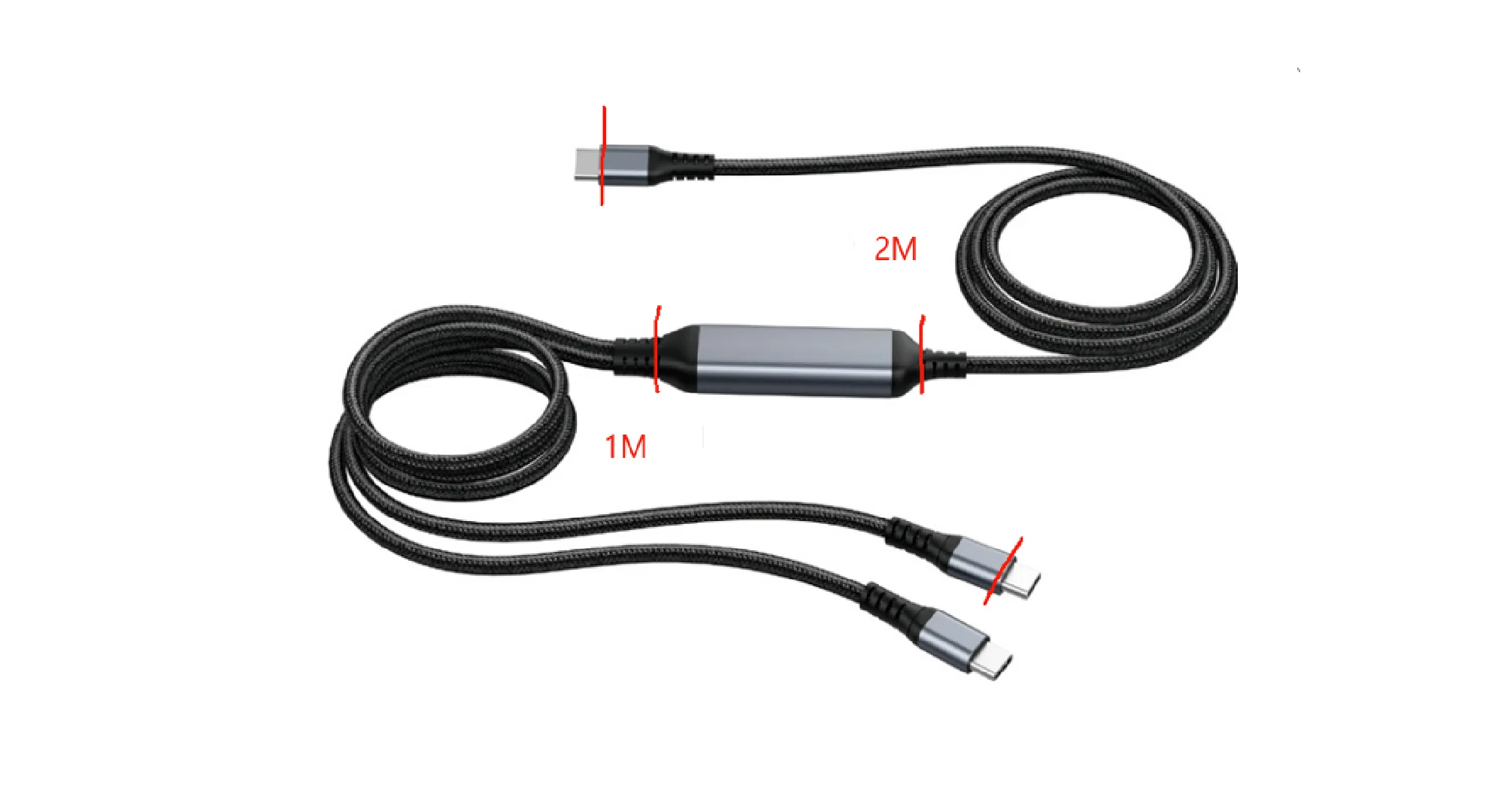 Kabel USB, C(St) => 2x C(St), 3,0m, PD 100W max. "70W+30W" Charging Only, no DATA-FUNCTION