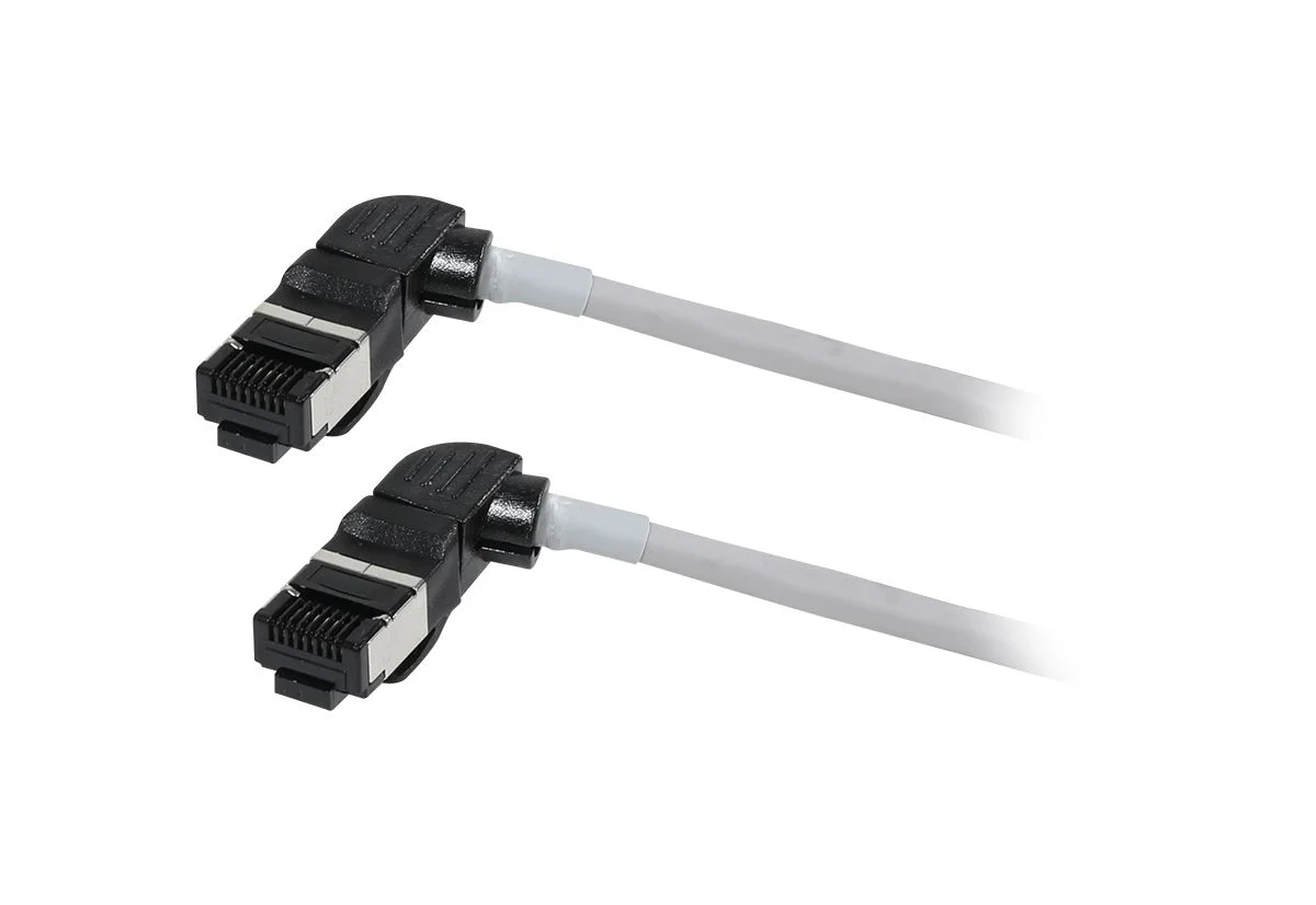 Patchkabel RJ45, CAT6A 500Mhz, 0.25m, grau, S/FTP, slimline rund d=4,5mm, TPE/LSZH(Superflex), AWG28, mit CAT7 Rohk., drehbarer Stecker, Synergy21