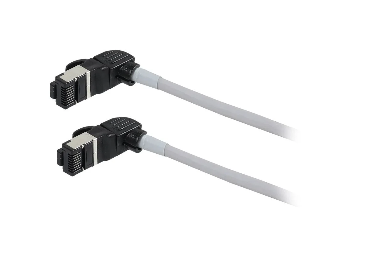Patchkabel RJ45, CAT6A 500Mhz, 0.5m, grau, S/FTP, slimline rund d=4,5mm, TPE/LSZH(Superflex), AWG28, mit CAT7 Rohk., drehbarer Stecker, Synergy21