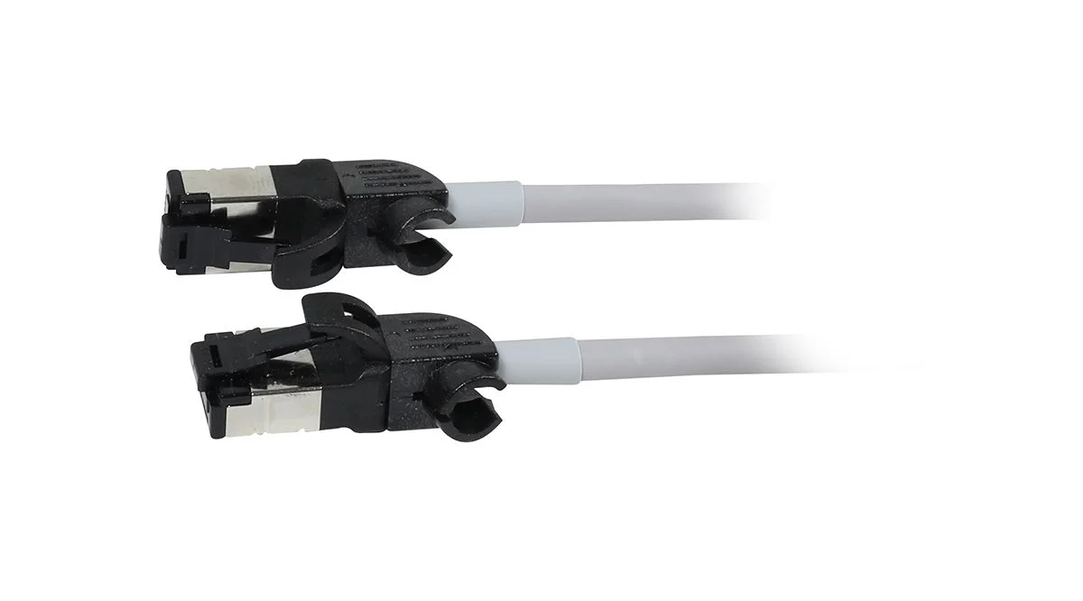 Patchkabel RJ45, CAT6A 500Mhz, 1.0m, grau, S/FTP, slimline rund d=4,5mm, TPE/LSZH(Superflex), AWG28, mit CAT7 Rohk., drehbarer Stecker, Synergy21