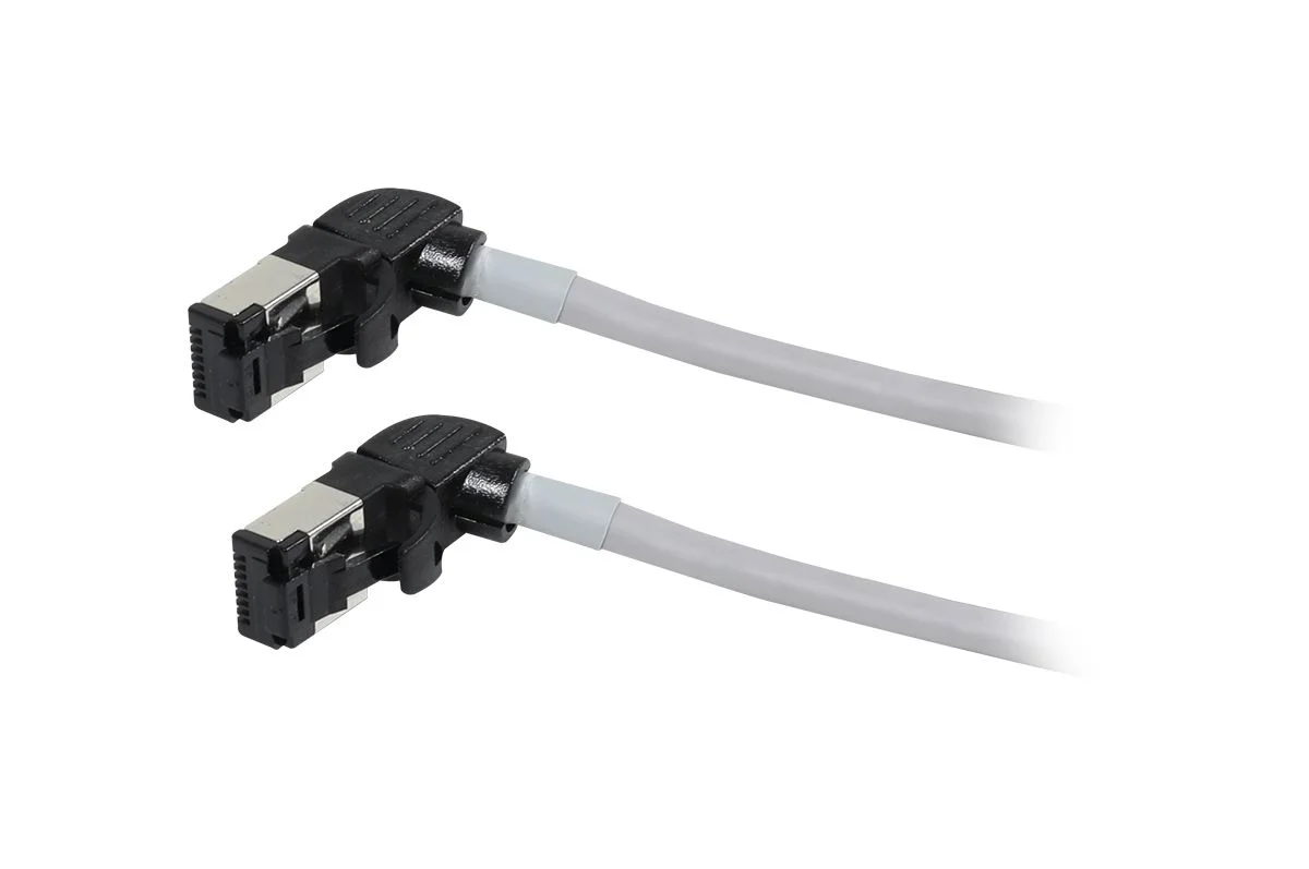 Patchkabel RJ45, CAT6A 500Mhz, 2m, grau, S/FTP, slimline rund d=4,5mm, TPE/LSZH(Superflex), AWG28, mit CAT7 Rohk., drehbarer Stecker, Synergy21