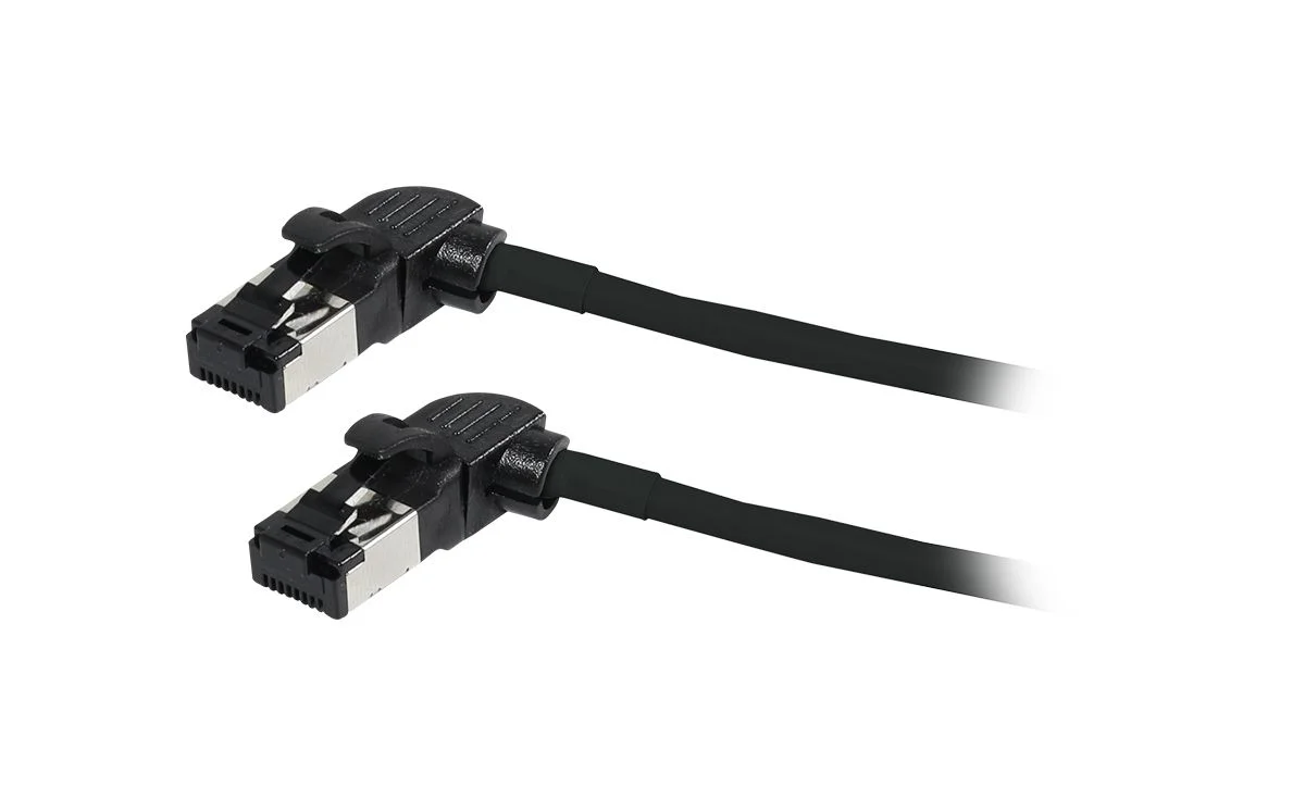 Patchkabel RJ45, CAT6A 500Mhz, 3m, schwarz, S/FTP, slimline rund d=4,5mm, TPE/LSZH(Superflex), AWG28, mit CAT7 Rohk., drehbarer Stecker, Synergy21
