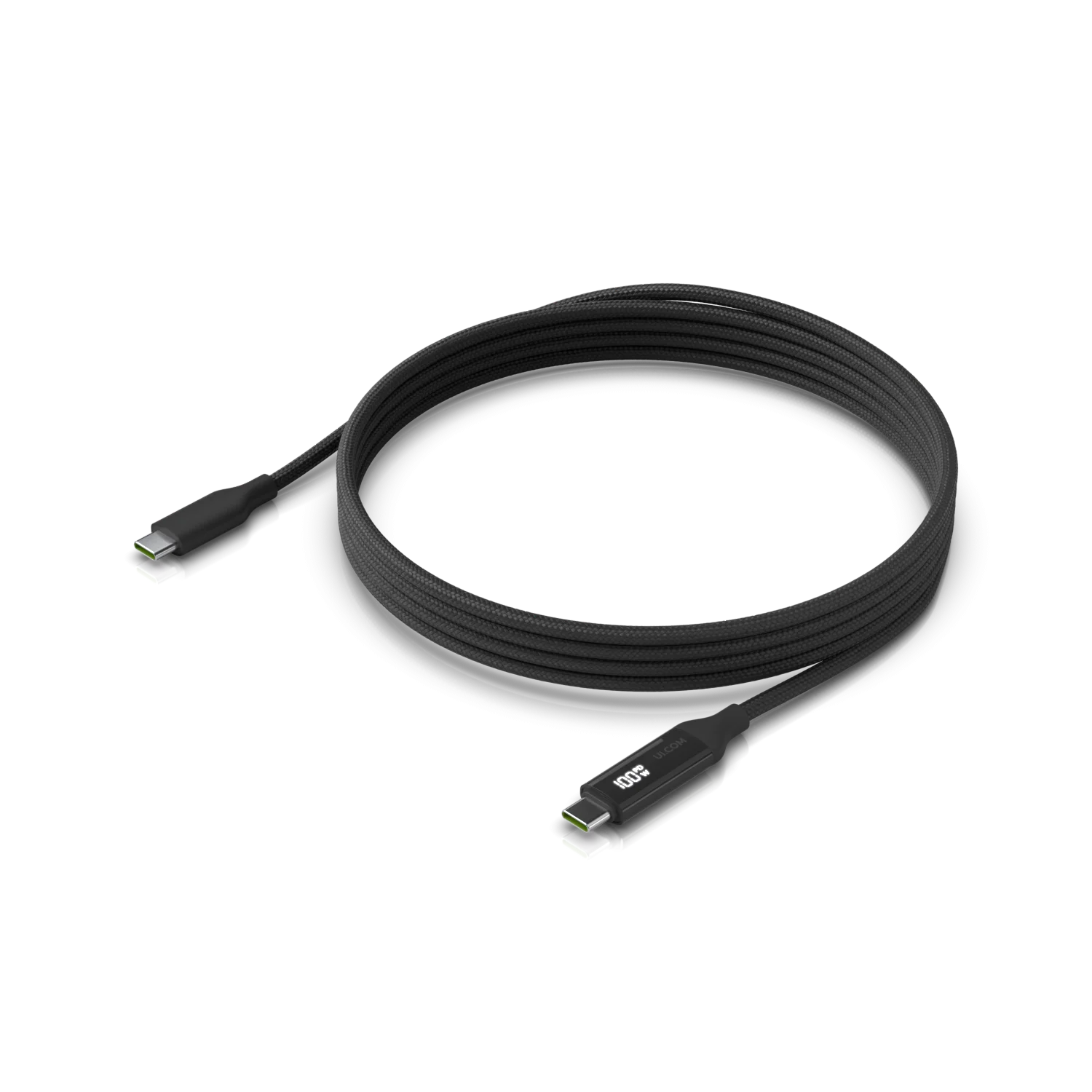 Ubiquiti USB-C Cable with Charge Display • 2m • 100W • UACC-Cable-USB-100W-2M-BK