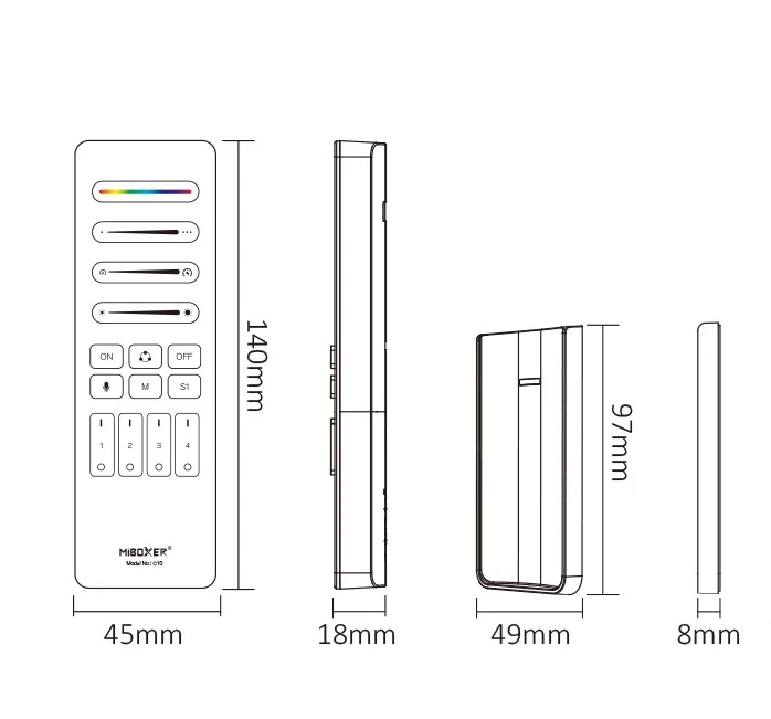 Synergy 21 Pixel LED Fernbedienung SPI - Pixel 2,4GHz (RGB/RGB-W/RGB+CCT) 4 Zonen 4 Szenen *Milight/Miboxer* (b)