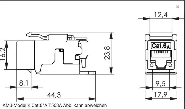 Telegärtner Modul, AMJ, CAT6A, TP/LSA, Snap-In,24-Pack, T568A, (Keystone)