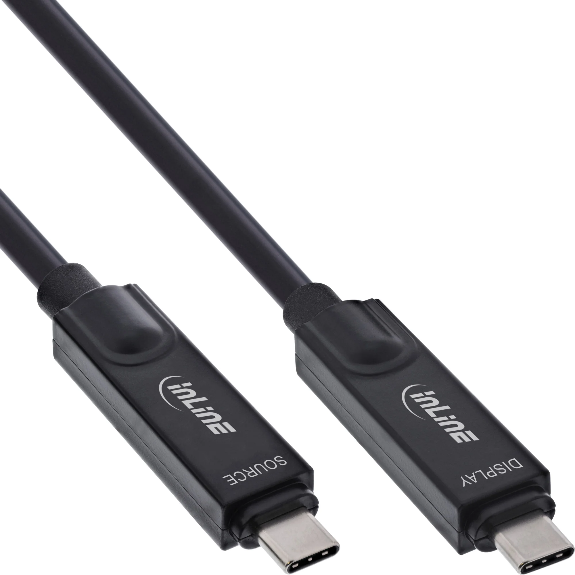 InLine® USB 3.2 Gen.2 AOC Kabel, USB-C Stecker/Stecker, 8K60Hz, 60W, schwarz, 3m