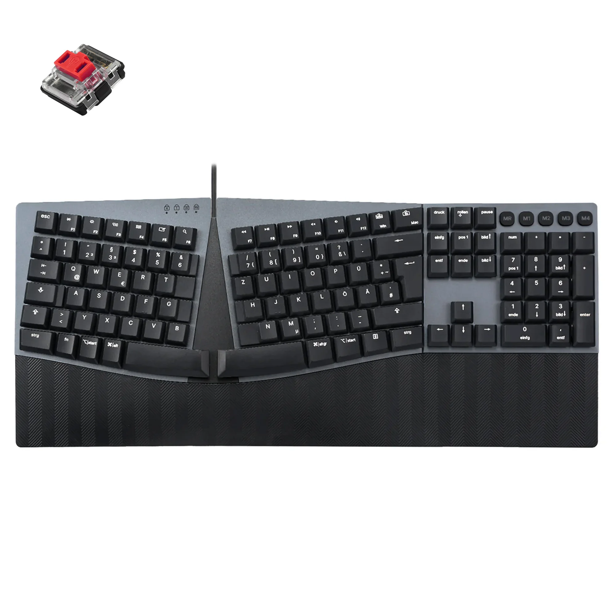 Perixx PERIBOARD-535 DE RD, ergonomische mechanische USB Tastatur (rote Taster)