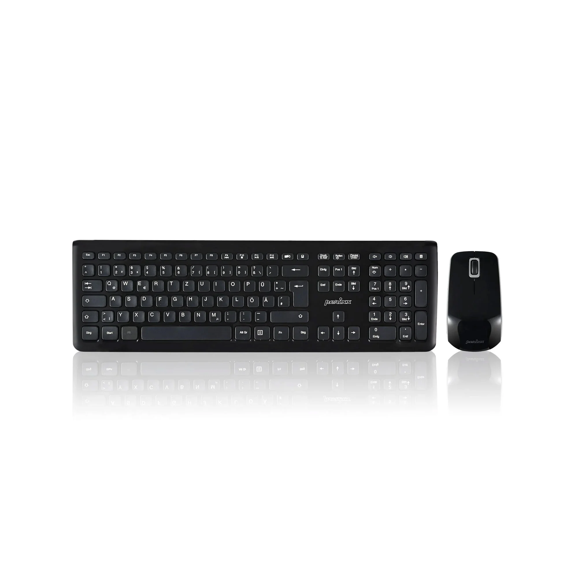 Perixx PERIDUO-703 B DE, Tastatur und Maus Set, schnurlos, schwarz