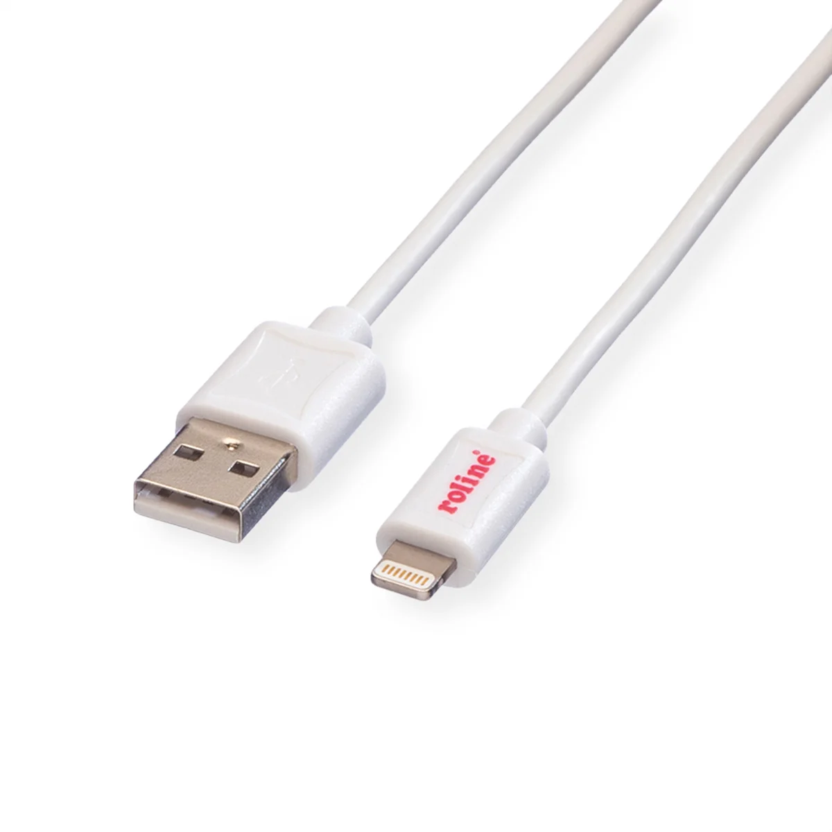 ROLINE USB 2.0 Sync- & Ladekabel mit 8pin-Connector, weiß, 1 m