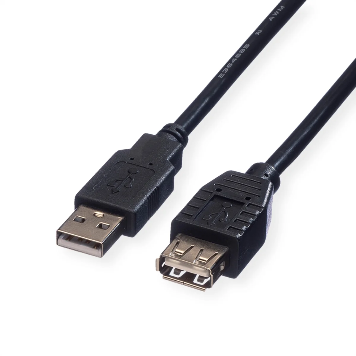 ROLINE USB 2.0 Verlängerungskabel, Typ A-A, ST/BU, schwarz, 0,8 m