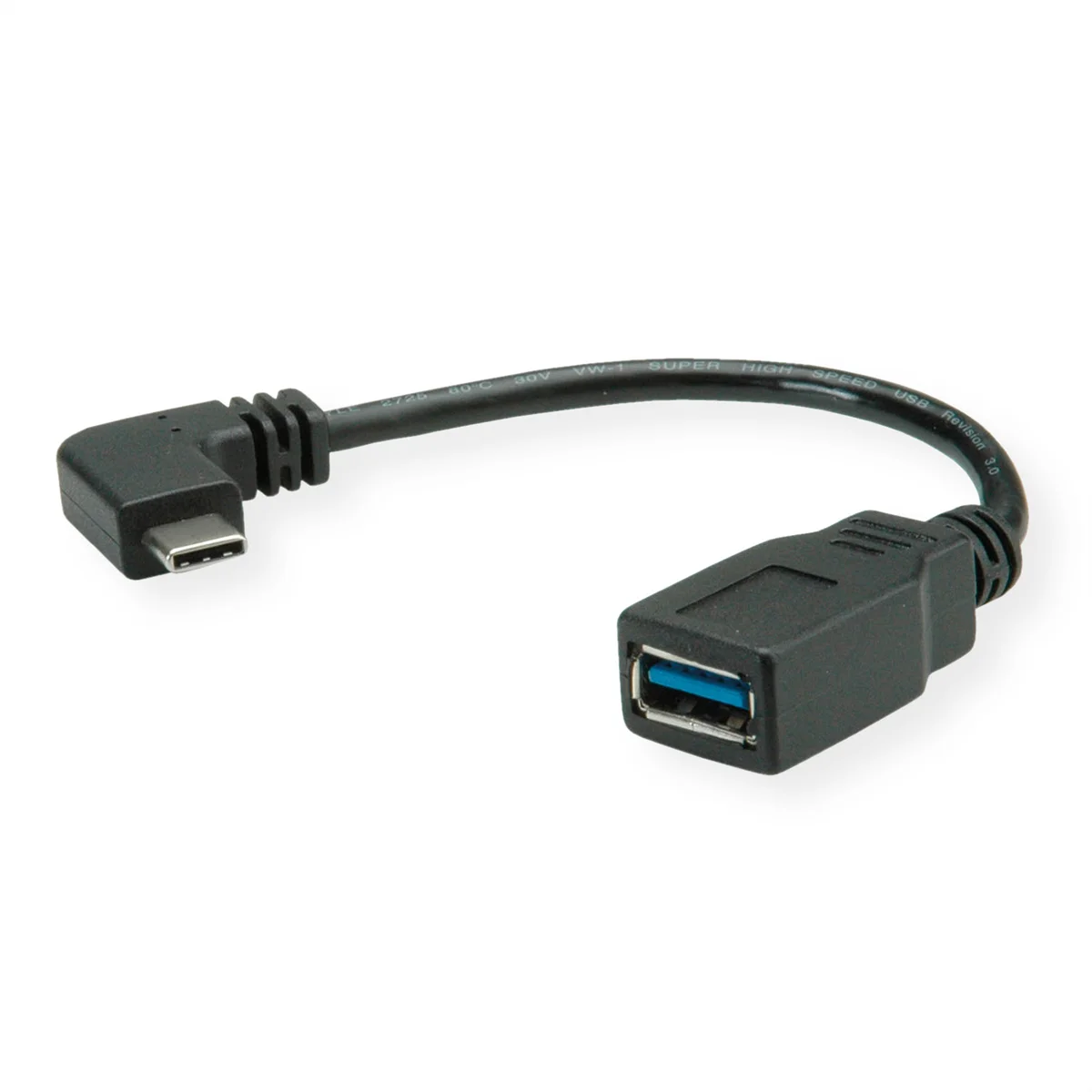 ROLINE USB 3.2 Gen 1 Kabel Typ C - Typ A, ST/BU, OTG, schwarz, 0,15 m