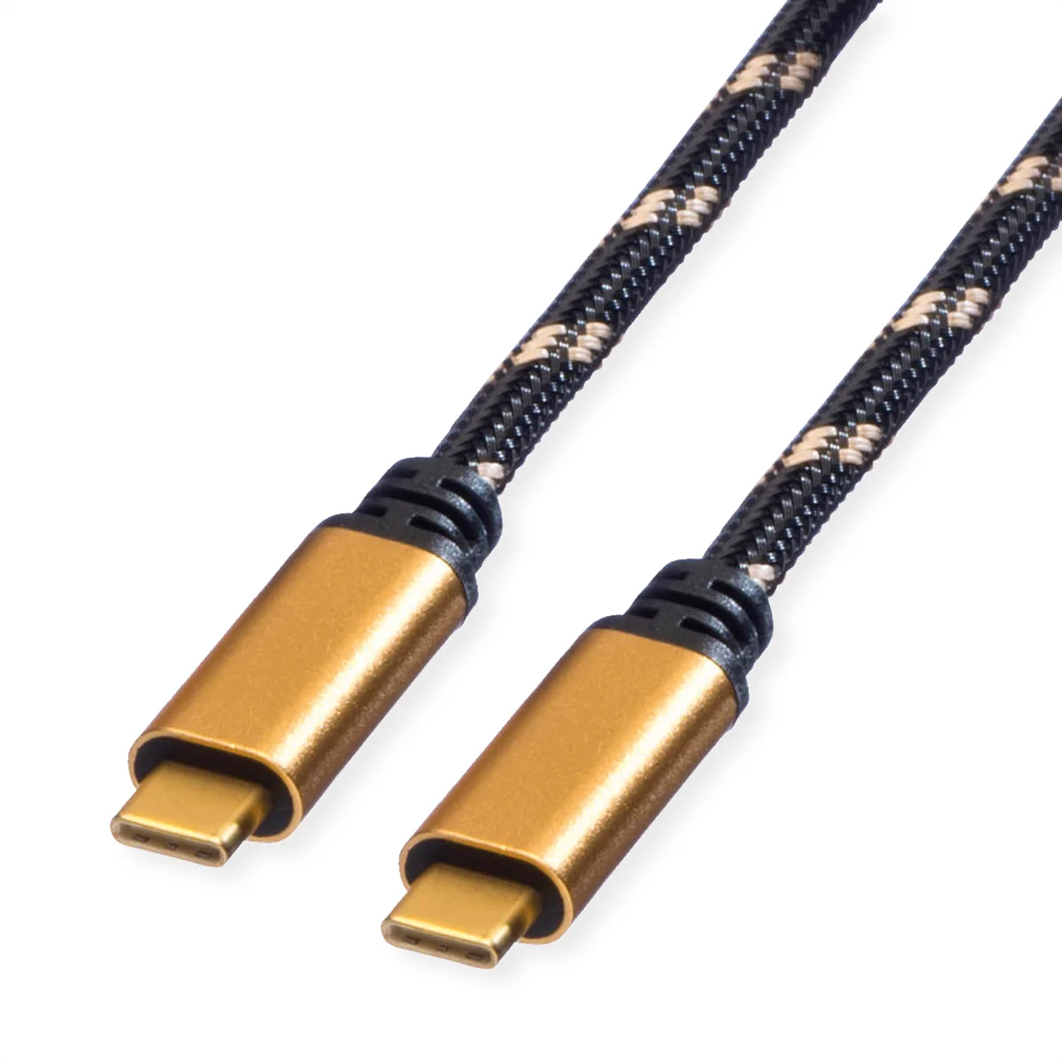 ROLINE GOLD USB4 Gen3x2 Kabel, C?C, ST/ST, 8K UHD-2, 40Gbit/s, 100W, schwarz / gold, 2 m