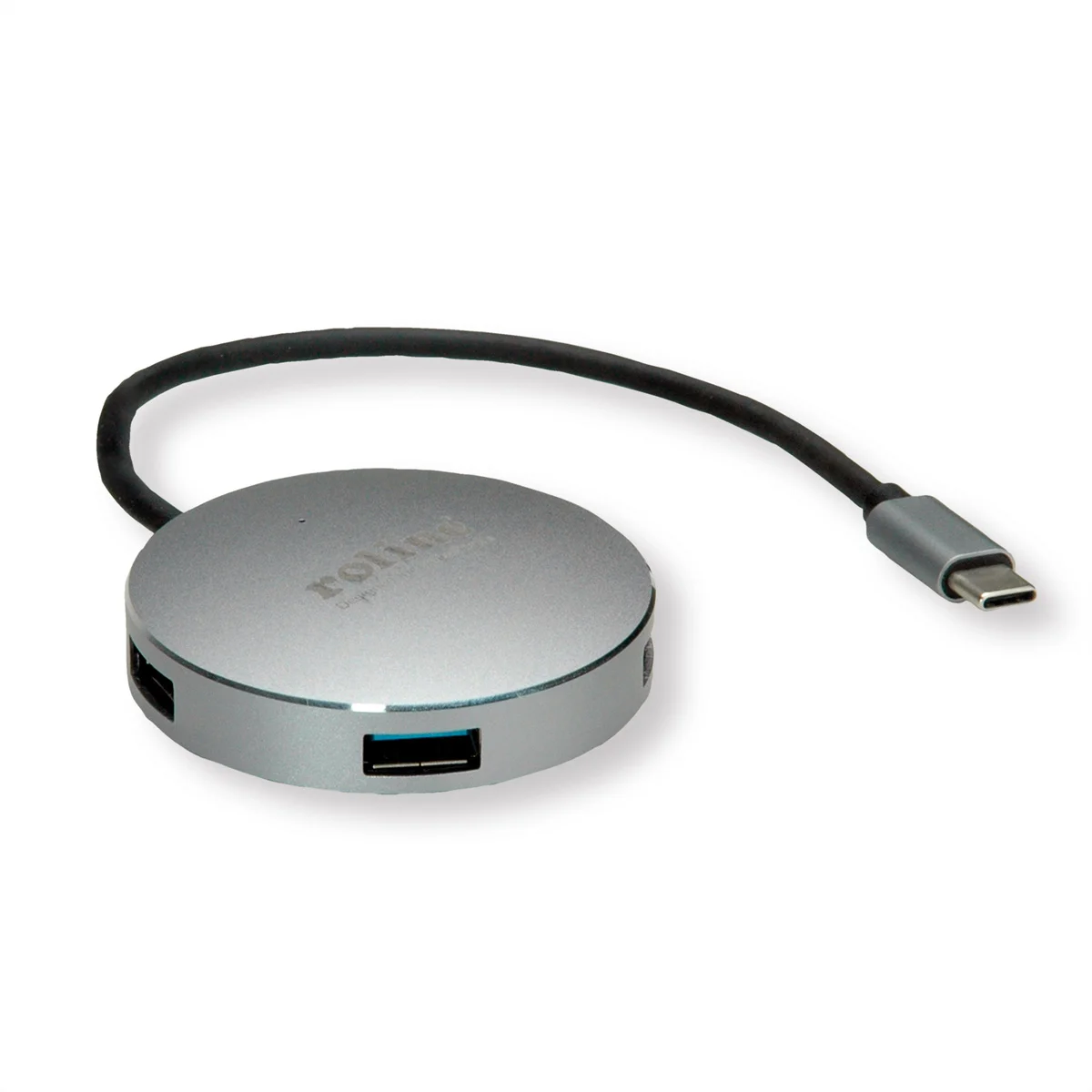 ROLINE USB 3.2 Gen 1 Hub, rund, 4fach, Typ C Anschlusskabel