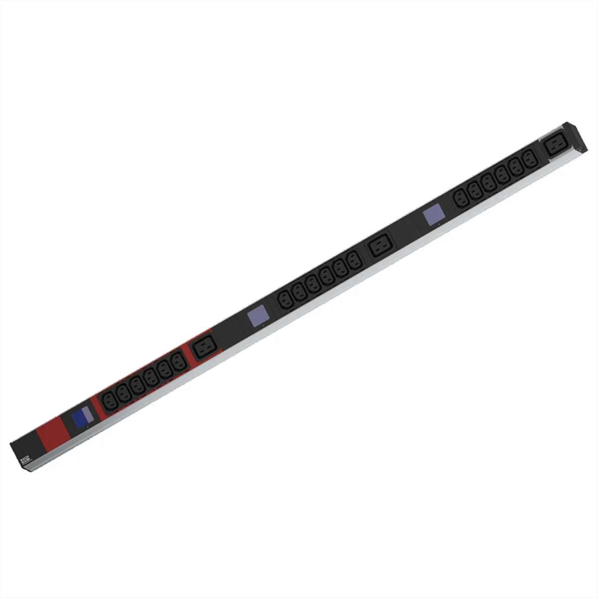 BACHMANN BN0500 19" PDU 1HE 18xC13 3xC19, Leistungsmessung, Anschluss CEE 3x16A, rot