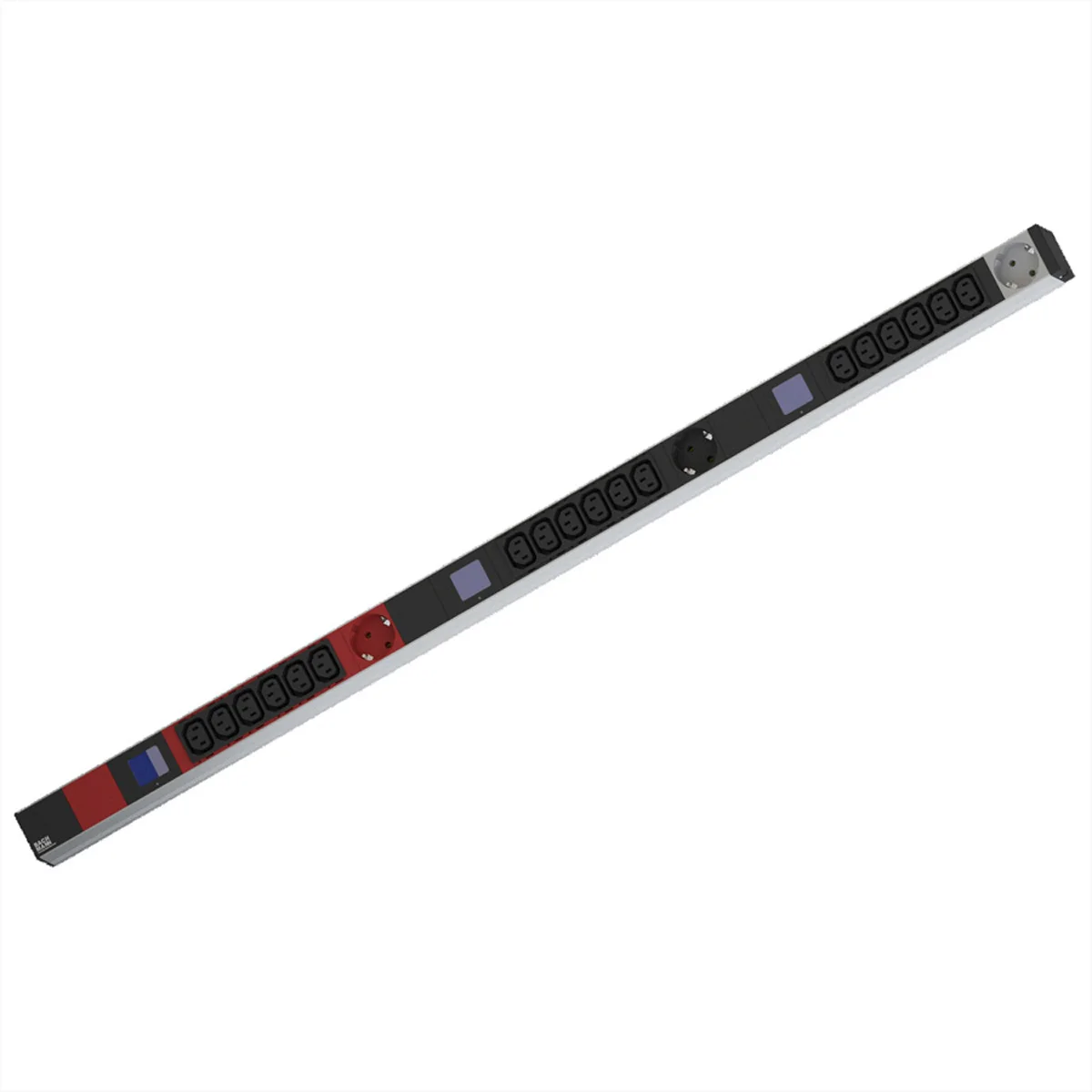BACHMANN BN0500 19" PDU 1HE 18xC13 3x Schutzkontakt, Leistungsmessung, Anschluss CEE 3x 16A, rot