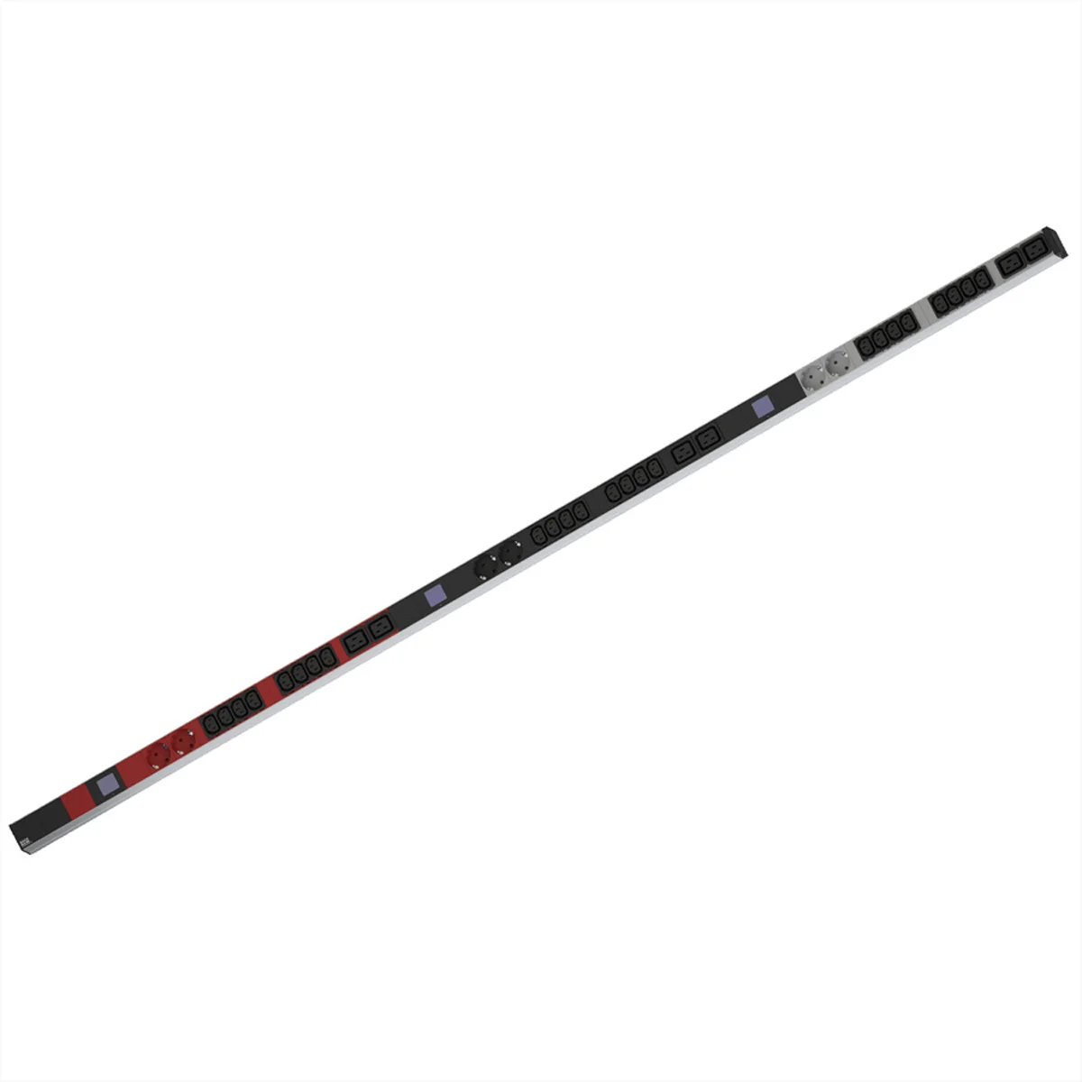 BACHMANN BN0500 19" PDU 1HE 24xC13 6xC19, 6x Schutzkontakt, Leistungsmessung, Anschluss CEE 3x 16A, rot