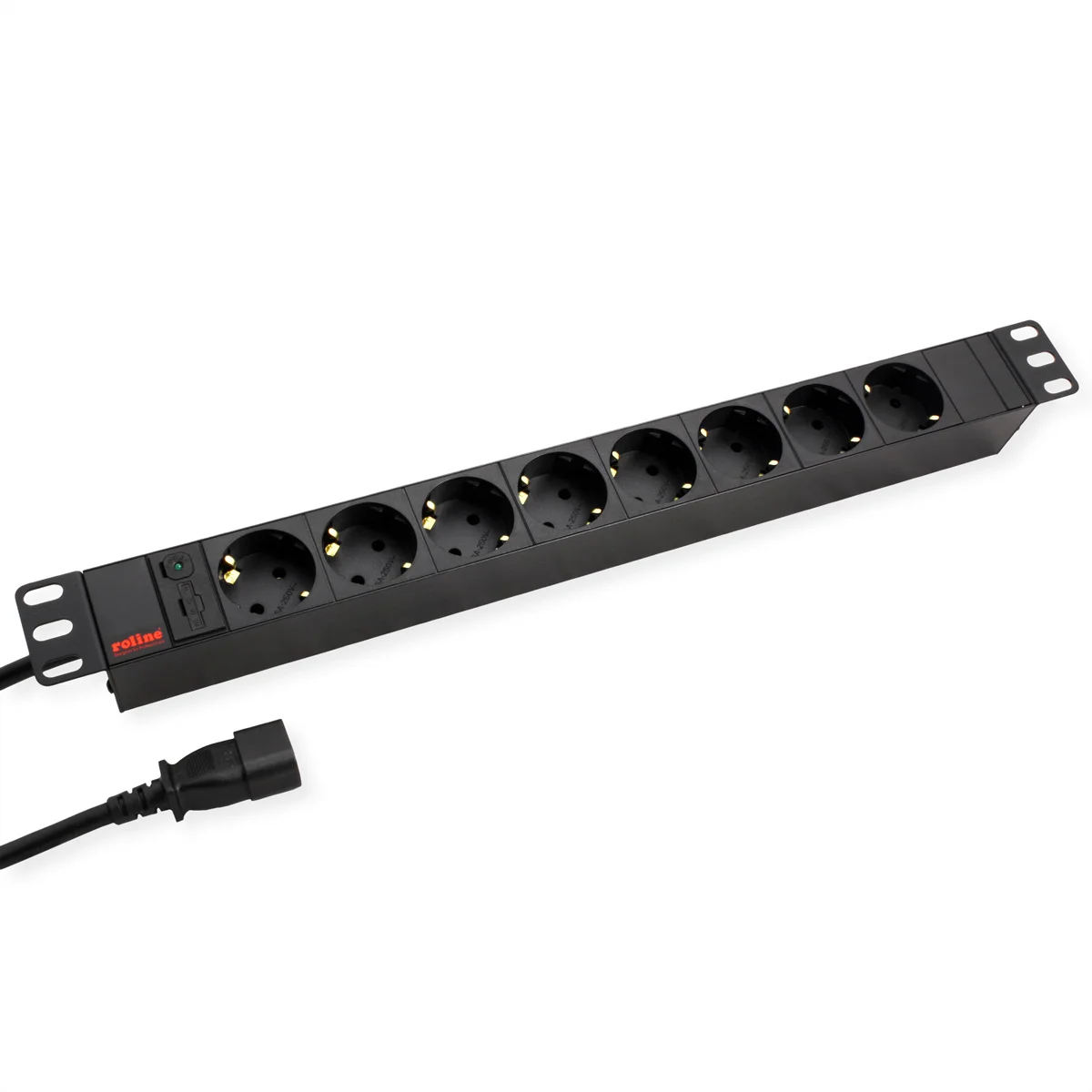 ROLINE 19-Zoll Steckdosenleiste 8fach, C14-Stecker, schwarz, 2 m