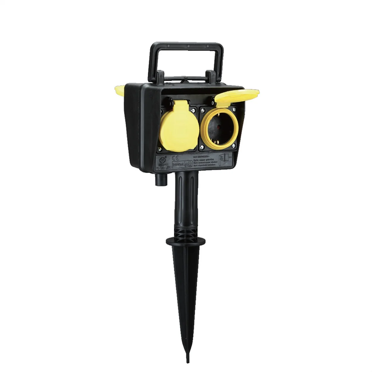 BACHMANN Gartensteckdose mit Erdspieß, 4x CEE 7/3, IP44, Outdoor