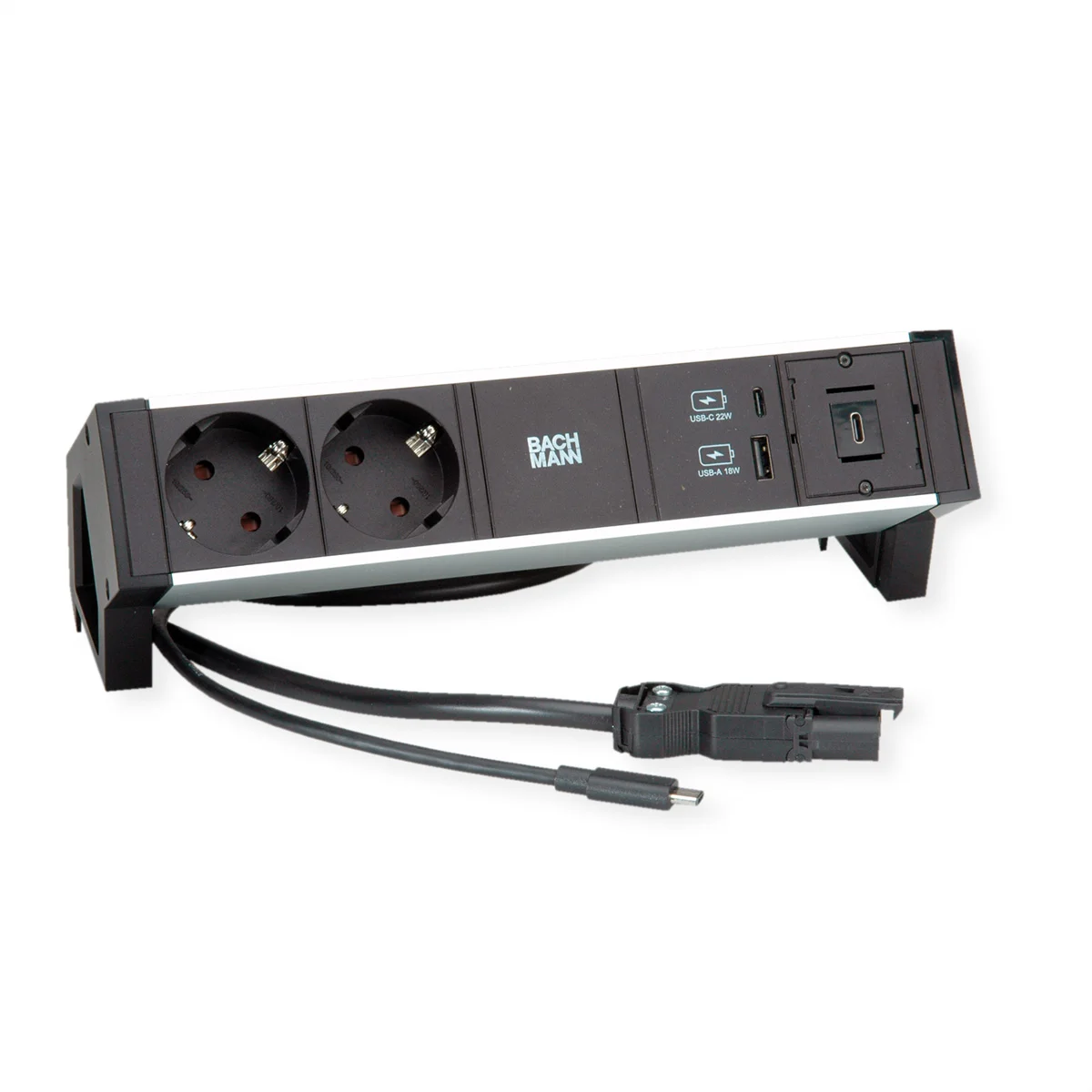 BACHMANN DESK2 2x Schutzkontakt, 1x USB-C, USB Charger A&C 22W, GST18